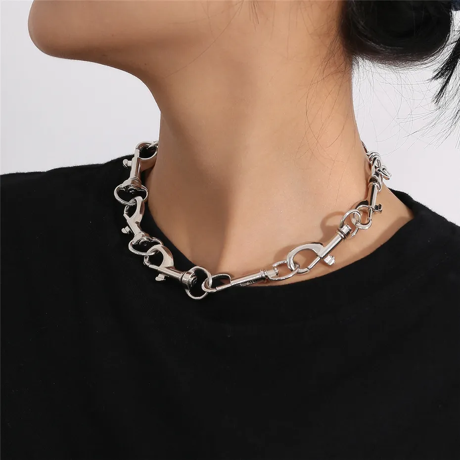 1pc Popular Thin Chain Necklace, Fashionable Street Style Alloy