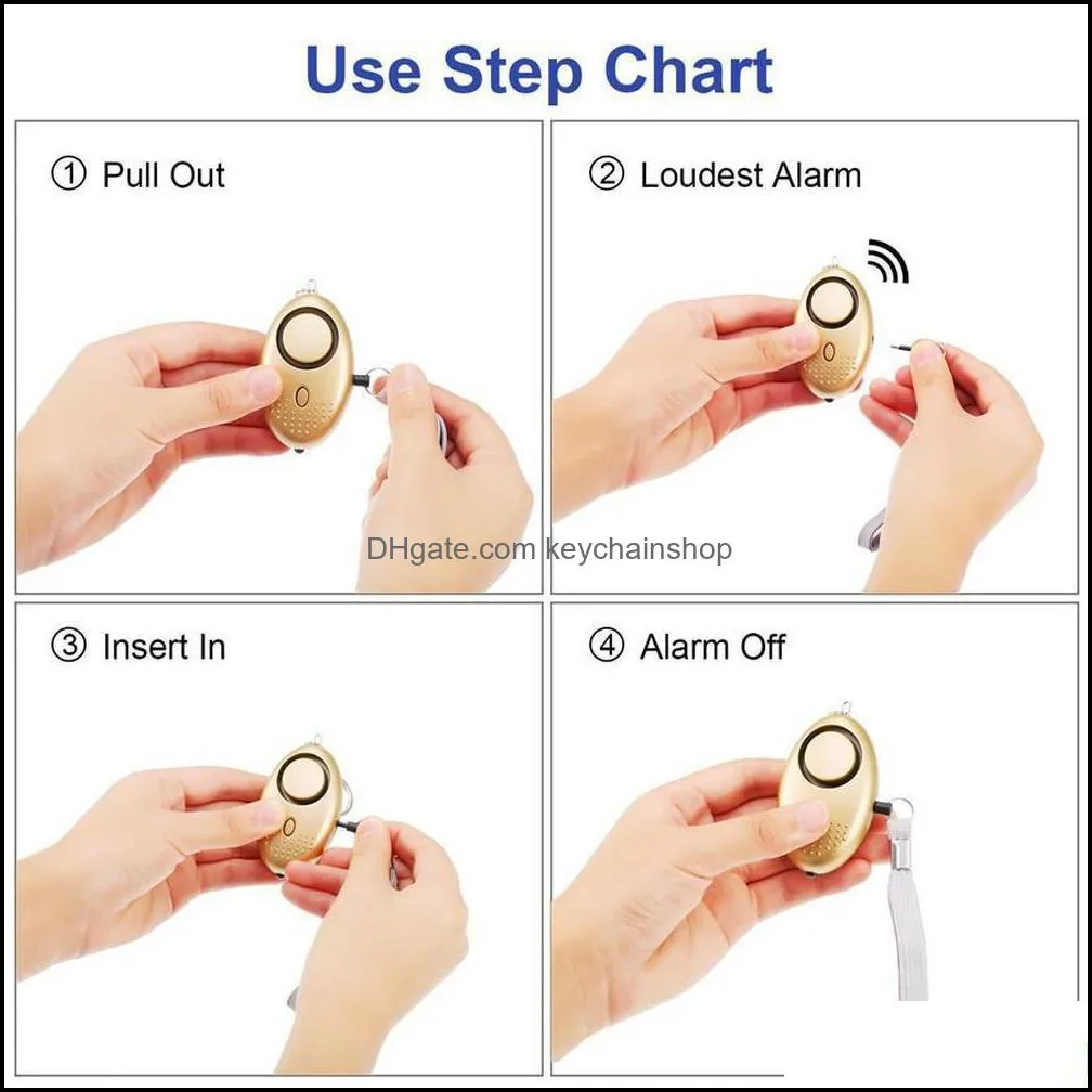 2021 130db sound Loud Egg keychain Shape Self Defense personal Alarm Girl Women Security Protect Alert Personal Safety Scream Keychain