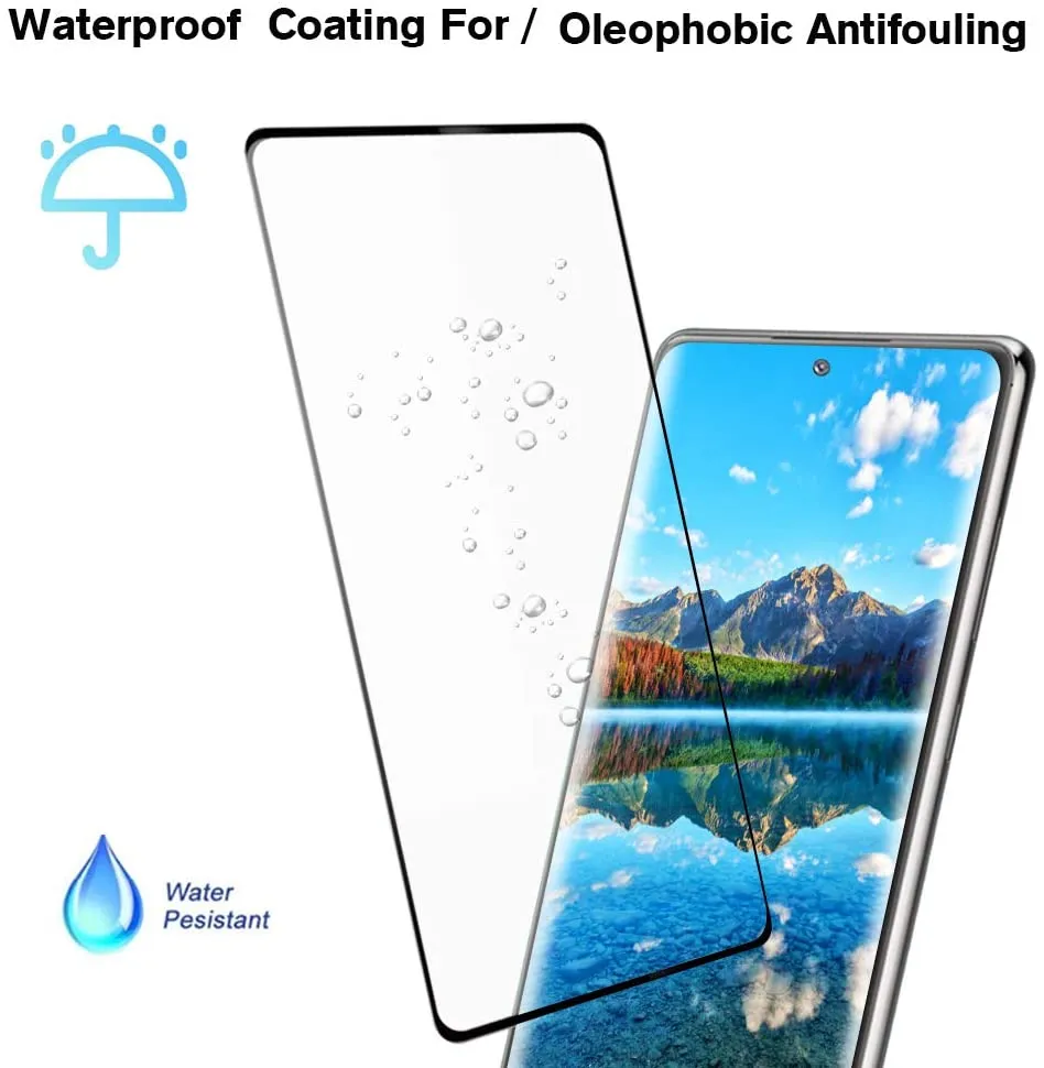 Protecteur d'écran pour Samsung S21 Ultra colle complète avec trou Compatible empreinte digitale déverrouillage couverture verre trempé sans bulles