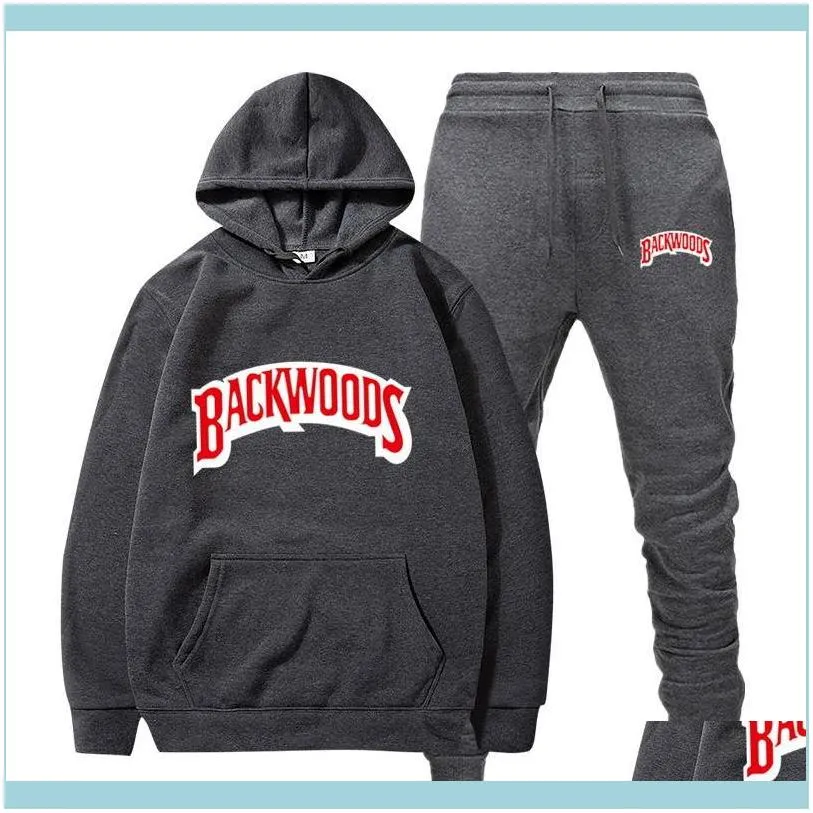 fashion brand Backwoods Men`s Set Fleece Hoodie Pant Thick Warm Tracksuit Sportswear Hooded Track Suits Male Sweatsuit Tracksuit