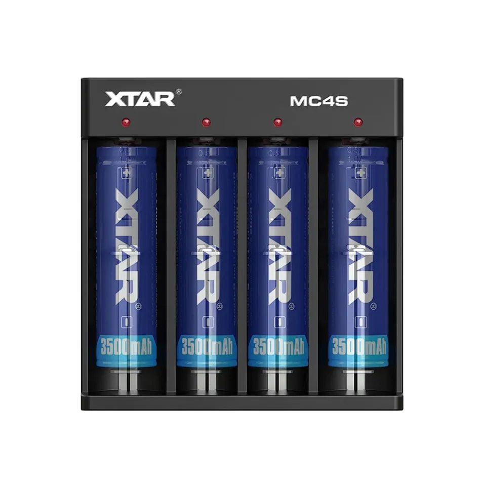 XTAR MC4S Caricabatteria da 3,7 V Tipo C Caricabatterie USB di ingresso per batterie 18650 AAA AA 10400-26650 1,2 V NI-MH/CD