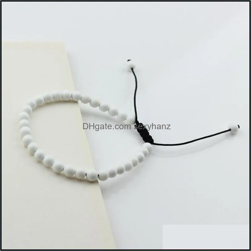 Top Quality 6mm White Round Smooth Stone Beads Bracelets For Women Or Men DIY Hand Made Strand Size Adjustable Beaded, Strands