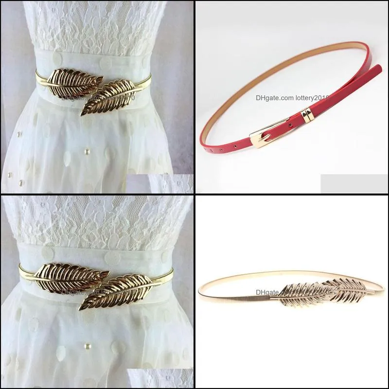 Belts Women Metal Vintage Belt Leaf Fashion Stylish Golden/Silver Leaves Design Chain Women`s Waist Elasticity