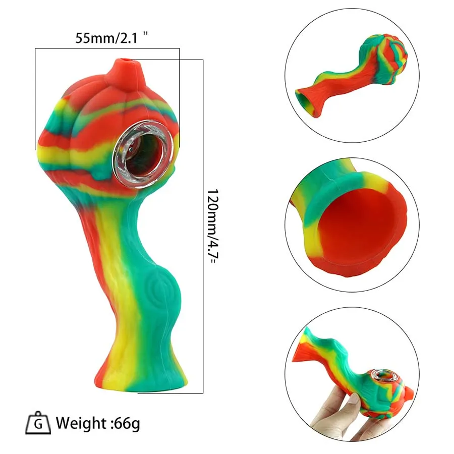 Kürbis-Pfeife, Ölbrenner, Silikon-Dab-Rigs, Bongs, 4,7-Zoll-Pfeifenstiel für Tabak