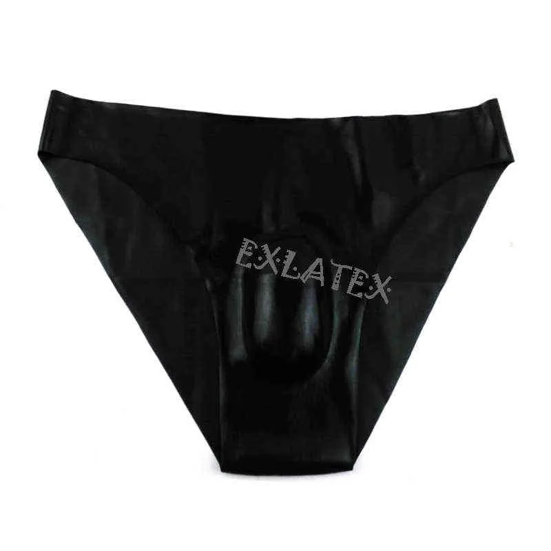 Latex Panties Briefs with Bulge Bottoms Black Erotic Underwear String Latex Rubber Fetish Sexy lingerie (1)