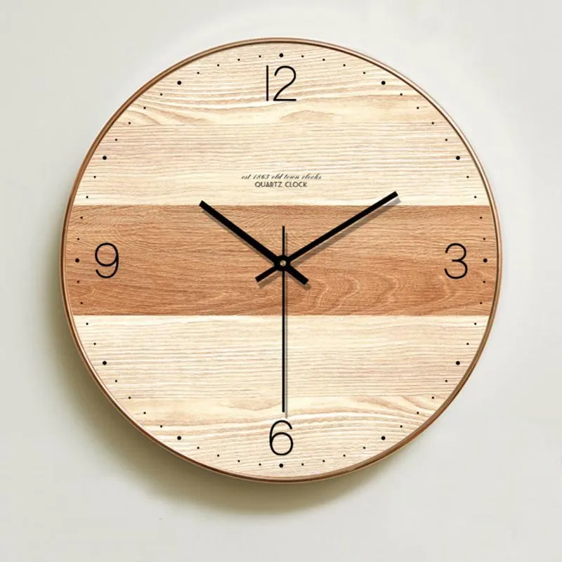 Reloj De Pared De Madera Moderno Silencioso Reloj De Madera