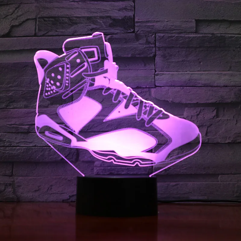 Кроссовки 3D Desk Fample LED Night Light Sight USB Nightlight Цвет Изменение Атмосферы Партия Клуб Домашний Декор Подарок для Баскетбола Вентиляторы