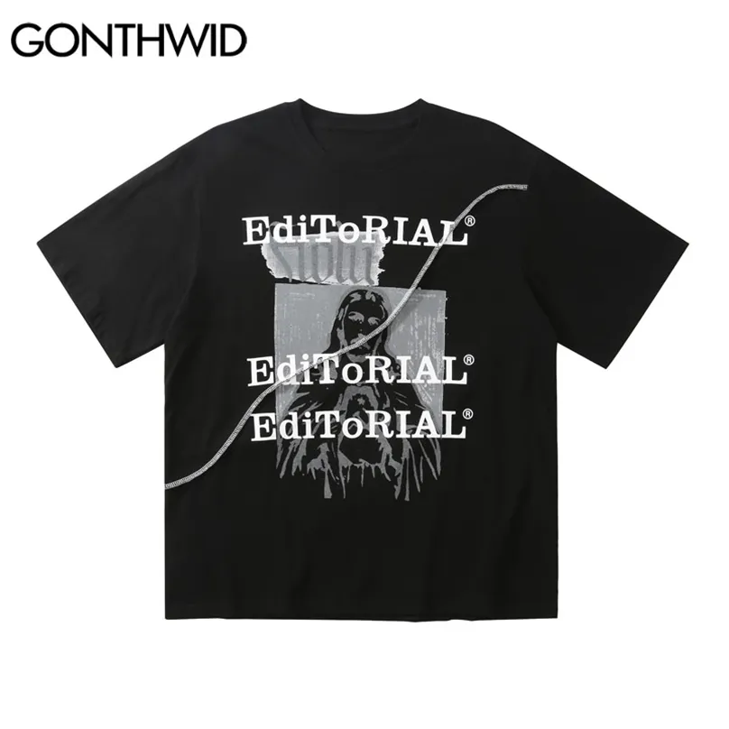 T-shirt oversize Gesù Stampa Punk Rock Gothic Tees Camicie HipHop Cotone allentato Moda estiva Harajuku Magliette Top 210602