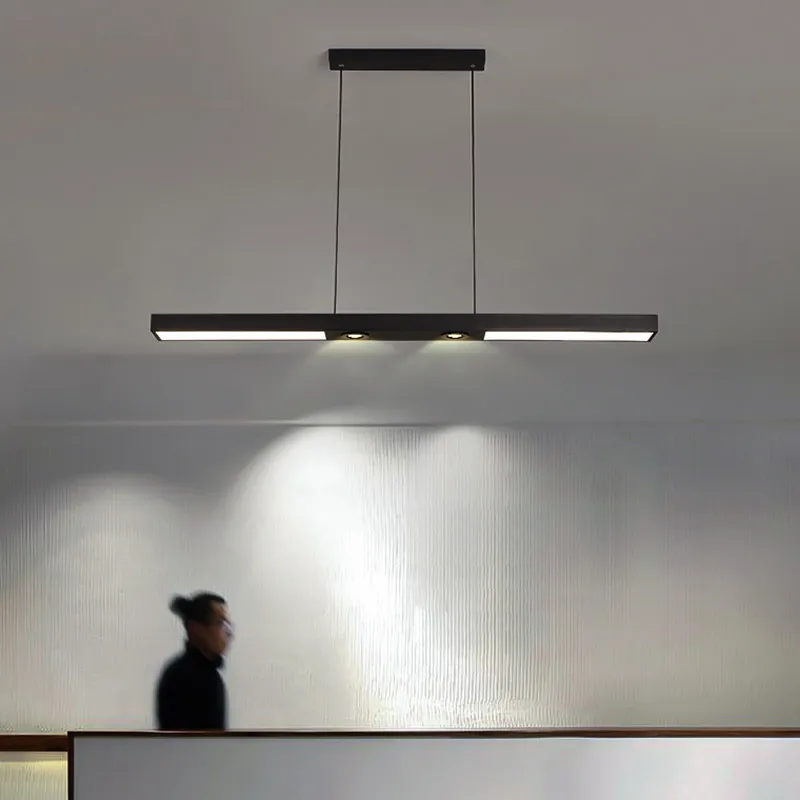 lampadario a led per ufficio con striscia luminosa Lampade a una parola rettangolo geometrico reception area di lavoro ristorante faretto bar di design