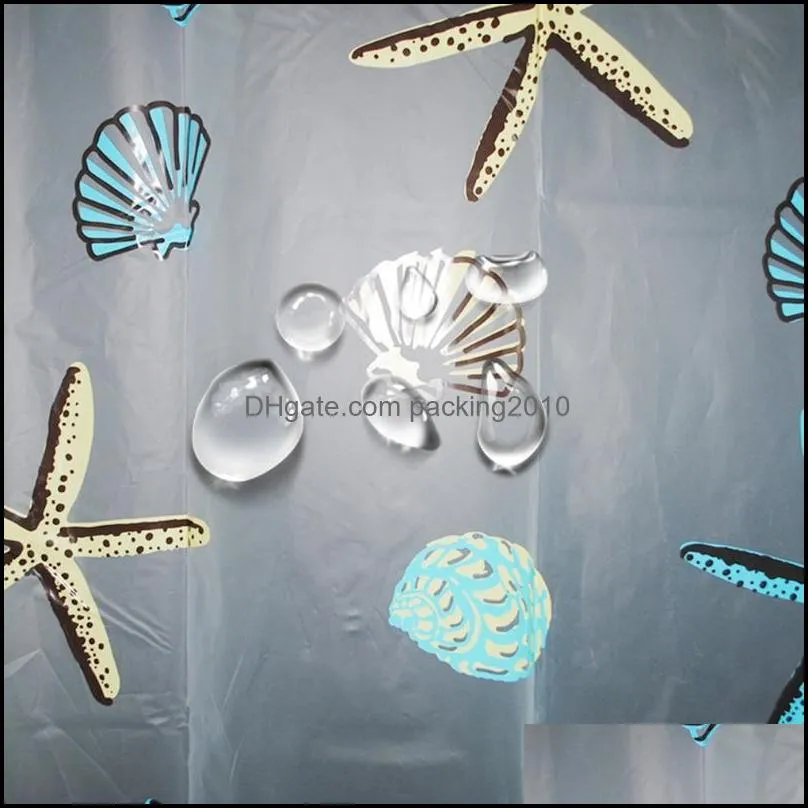 Starfish Shape Shower Curtains Bathroom Polyester Waterproof Shower Curtain Leaves Printing Curtains for Bathroom