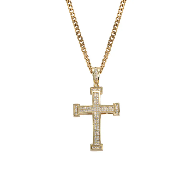 Fashion Female Cross Pendants Dropshipping Gold Color Crystal Jesus Pendant Necklace Jewelry For Men