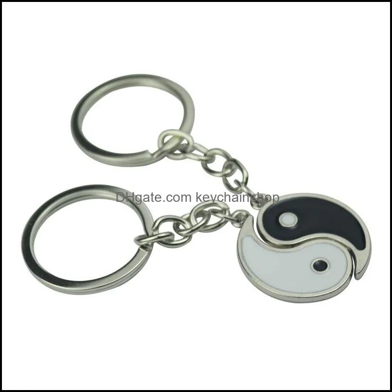 Vintage Chinese Elements of Yin Yang Taiji Bagua Couple Keychain For Keys Car Key ring Pendant Charm Fashion Alloy Keychains Gift