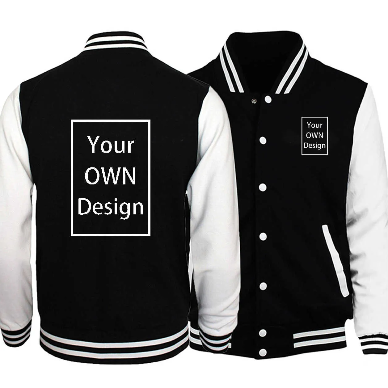 Your OWN Design Brand /Picture Custom Unisex DIY Winter Fleece Jacket Casual Hoody Clothing black white Tracksuit Fashion