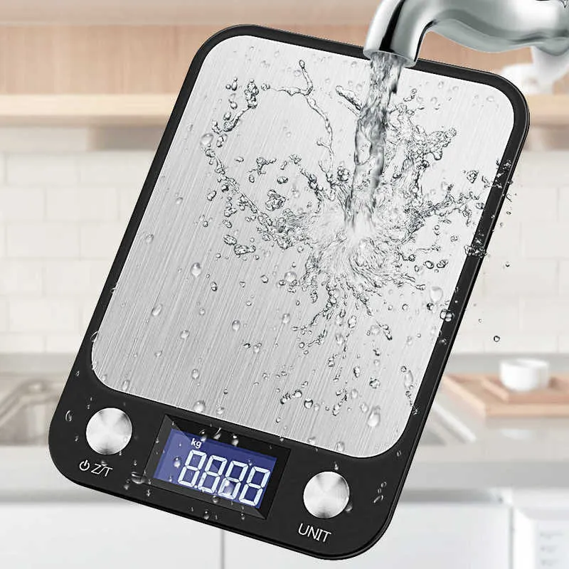 5-10kg Balance de cuisine Bouton tactile LCD Affichage multifonction numérique alimentaire 0,1g en acier inoxydable pesant des outils de cuisson Balance 210927