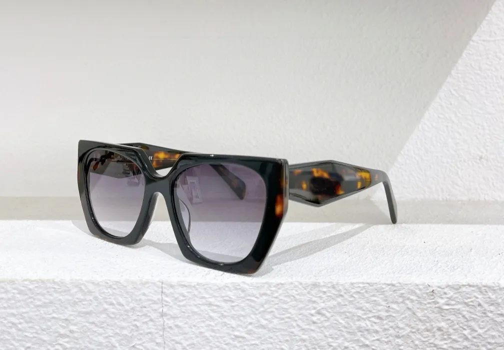 Polygon form cateye solglasögon svart havana grå gradient linser kvinnor mode solglasögon occhiali da sule uv400 skydd med låda