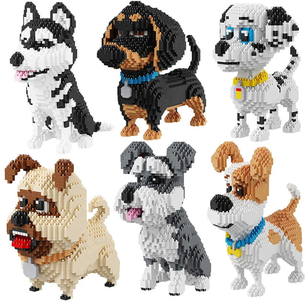 2100 + PCS Mike Dog Dog Dog Dachshund Modelo Mini Diamante Micro Building Block Brinquedos Brinquedos Para Crianças Presentes Dog Pets H0917