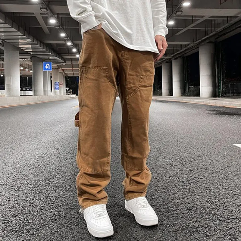 Ankle Zipper Logging Pants Overalls Mens Straight Streetwear Oversized Baggy Cargo Pants Loose Casual Trousers308a