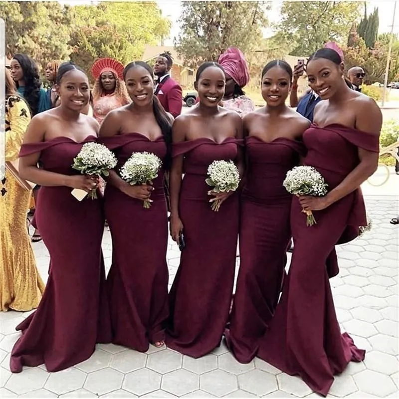 Simple Plus Size Grape Mermaid Bridesmaid Dresses Arabic Ruffles