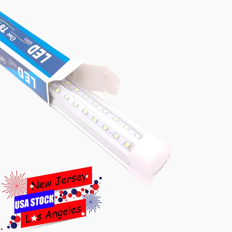 25팩 T8 LED 튜브 조명 8FT 94인치, 72W 100W 144W 양면 V형 통합, AC85-265V, SMD2835 투명 커버