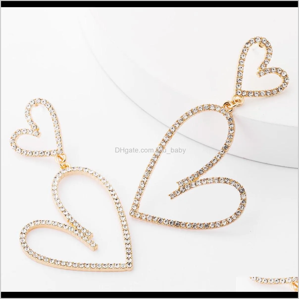 earrings style multi-layer size hollowed-out love-shaped rhinestone diamond earrings female girls` sweet and beautiful earrings