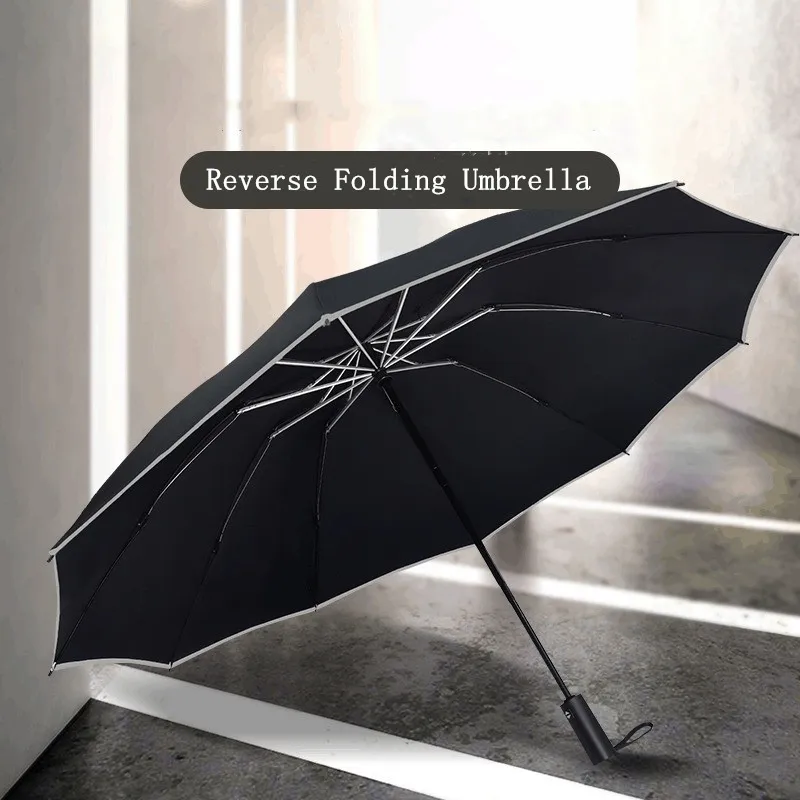 10-Knochen-Automatik-Taschenschirm für Herren, Business-verstärkter dreifacher Damen-Regenschirm, winddichter männlicher Sonnenschirm