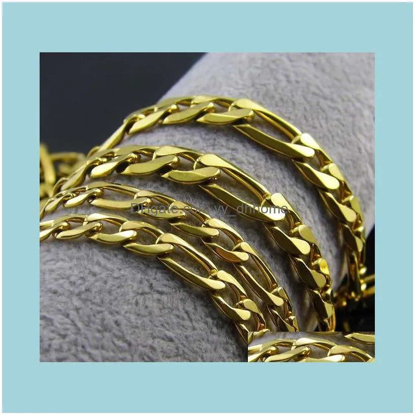 Chains Fashion Men Male Link Chain Necklace Gold Stainless Steel Hollow Figaro Snake Cuban Jewelry