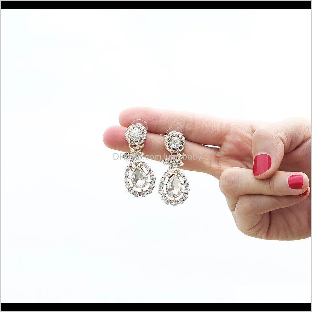 european and american classic stud earrings alloy metal full bling bling dangle earring for girls teardrop wedding party