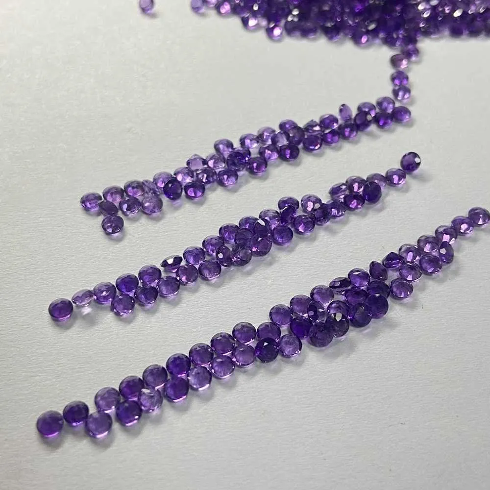 50 stuks 1 tas een qaulity 100% natuurlijke ronde briljante snede 1.5mm originele stenen brazilië amethist mode-sieraden edelsteen H1015