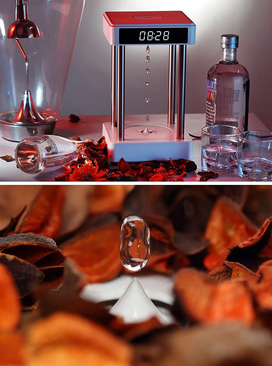 Anti gravity levitating water drops time hourglass water fountain lamp deals