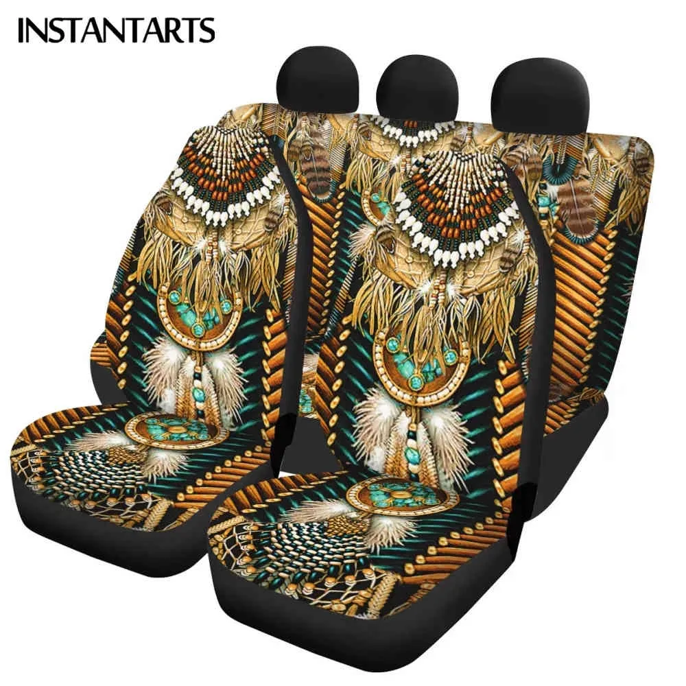 instantarts 패션 부족 Navajo 디자인 내구성 차량에 대한 전면 및 뒷면 커버 부드러운 자동차 시트 쿠션 커버