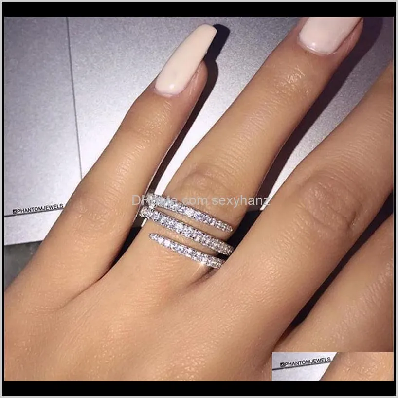 cute women  finger ring silver color engagement ring zircon rings for woman