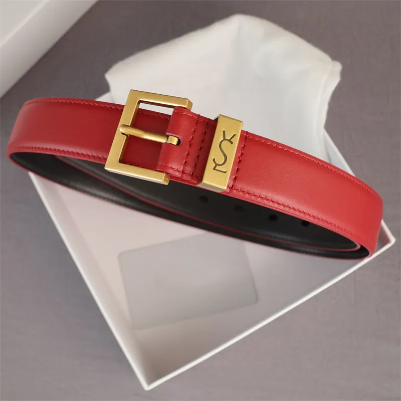 Designer Kvinnor Bälten Fashion Gold Buckle Real Genuine Leather Belt för Kvinnor Märke Bokstäver Högkvalitativ Designer Midja Bredd 3cm
