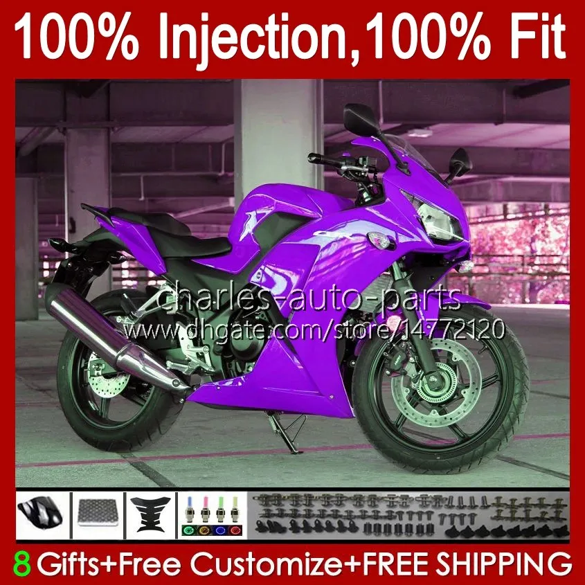 Corpo OEM per HONDA CBR 250R CBR250 250 R CC 11-15 Kit 58No.119 MC41 CBR-250 ALL Purple CBR250R 250CC 2011 2012 2013 2014 2015 CBR-250R 11 12 13 14 15 Carenatura per stampaggio ad iniezione