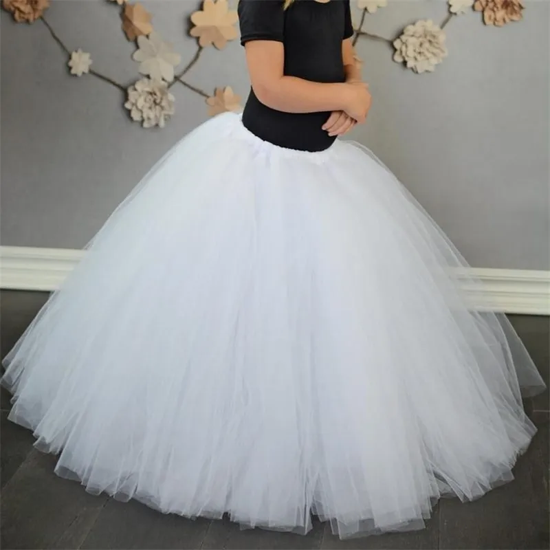 Baby Meisjes Wit Lange Tutu Rok Kinderen Ballet Dans Pettiskirts Underskirt Tutus Kinderen Kerstverjaardag Partij Kostuum Rokken 210331