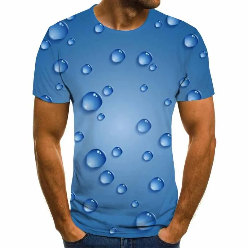 Men's T-Shirts 2021 Casual Personalized T-shirt Round Neck Short Sleeve Summer High Drops Of Water Street Style 3D Top