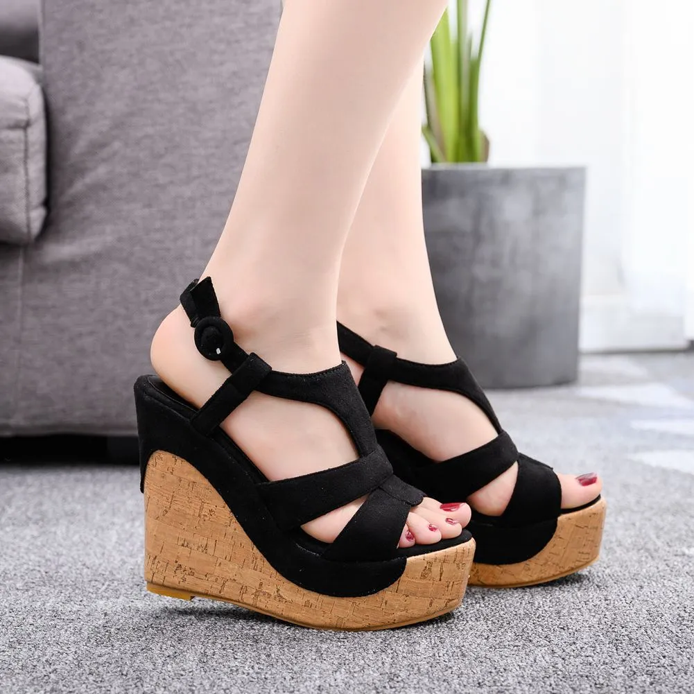 Women Summer Sandals Platform Wedges High Heels Buckle Strap Pumps Party  Shoes | eBay