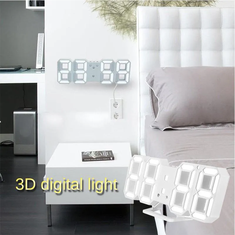Modern Dijital 3D LED Duvar Saati Çalar Saatler 12/24 SAAT İLE SCOUZE Modern Dijital 3D LED Duvar Saati Çalar Saatler 12/24 SAAT İLE SCOUZE