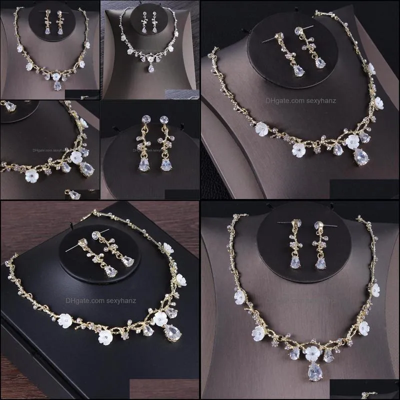 Earrings & Necklace Wedding Jewelry Sets For Bride Fashion Women Crystal Birthday Party Girls African Set