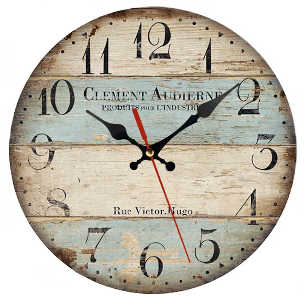 30cm / 12 "horloge murale en bois silencieuse sans tic-tac alimenté par batterie horloge à quartz décorative pour salon chambre maison décor rustique 210724