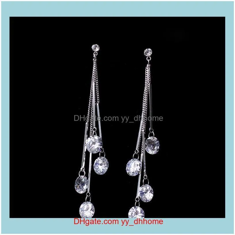 European new fashion temperament ladies long tassel earrings jewelry fashion simple s925 silver needle high quality zircon earring