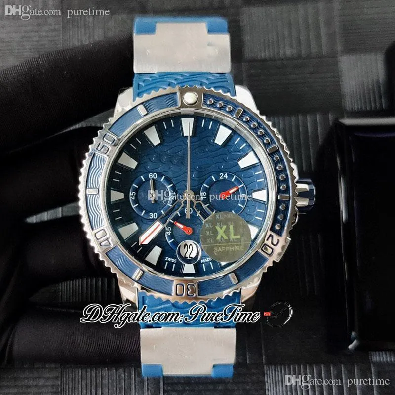 DHgate Diver Chronograph Rose Gold Blue Red Shark Dial Mens Watch Watches