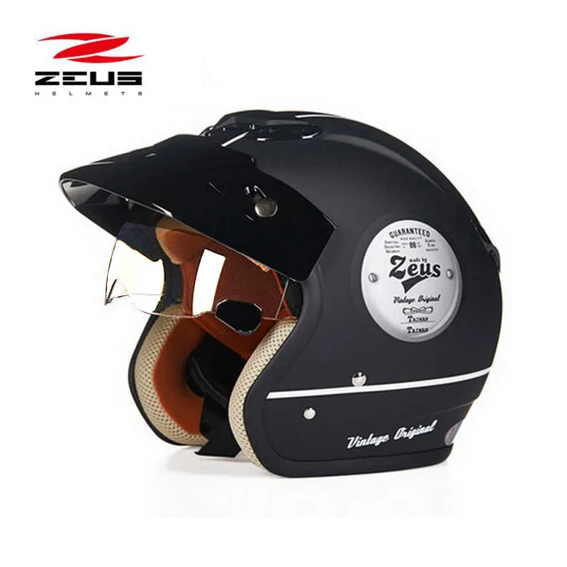 Perro negro ZEUS 3 4 casco de motocicleta de media cara motorcoss 318C motocicleta bicicleta eléctrica scooter cascos de seguridad M L XL XXL228w