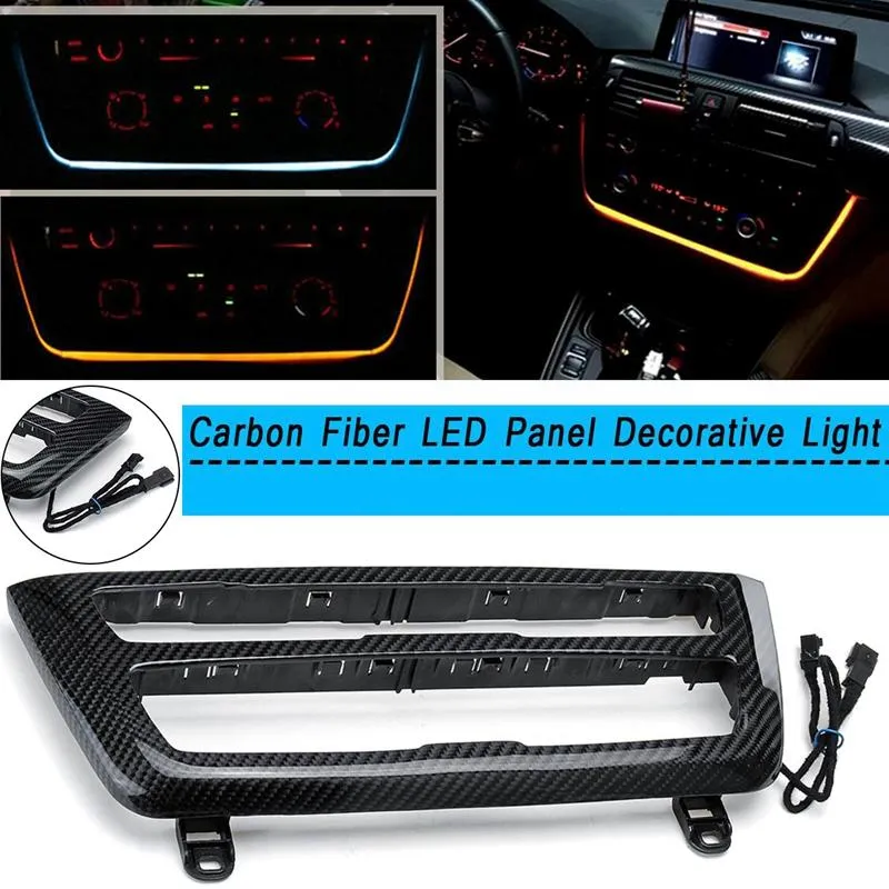 Car Carbon Fiber Radio Trim LED Ambient Light Interior Door AC Panel Decorative For- 3 Series F30/F31