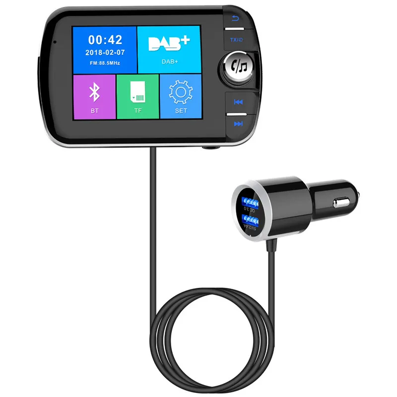Nadajnik FM Bluetooth Zestawy LCD Zestawy LCD Zestawy głośnomówiące QC 3.0 Cyfrowe DAB Radio Wireless Audio Odbiornik Muzyka MP3 Odtwarzacz USB Ładowarka telefoniczna