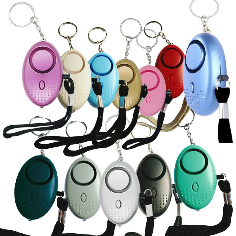 130 dB Säkert ljud Personligt larm Keychain med LED-lampor Hem självförsvar Elektronisk enhet för kvinnor tjejer