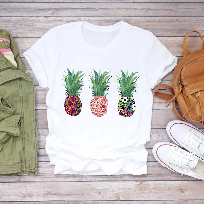 Donne 2021 Estate Ananas Divertente 90s Womens Graphic T-Shirt Femminile T-Shirt Carino Dolce Frutta Camisas T-Shirt Top T Shirt da Donna