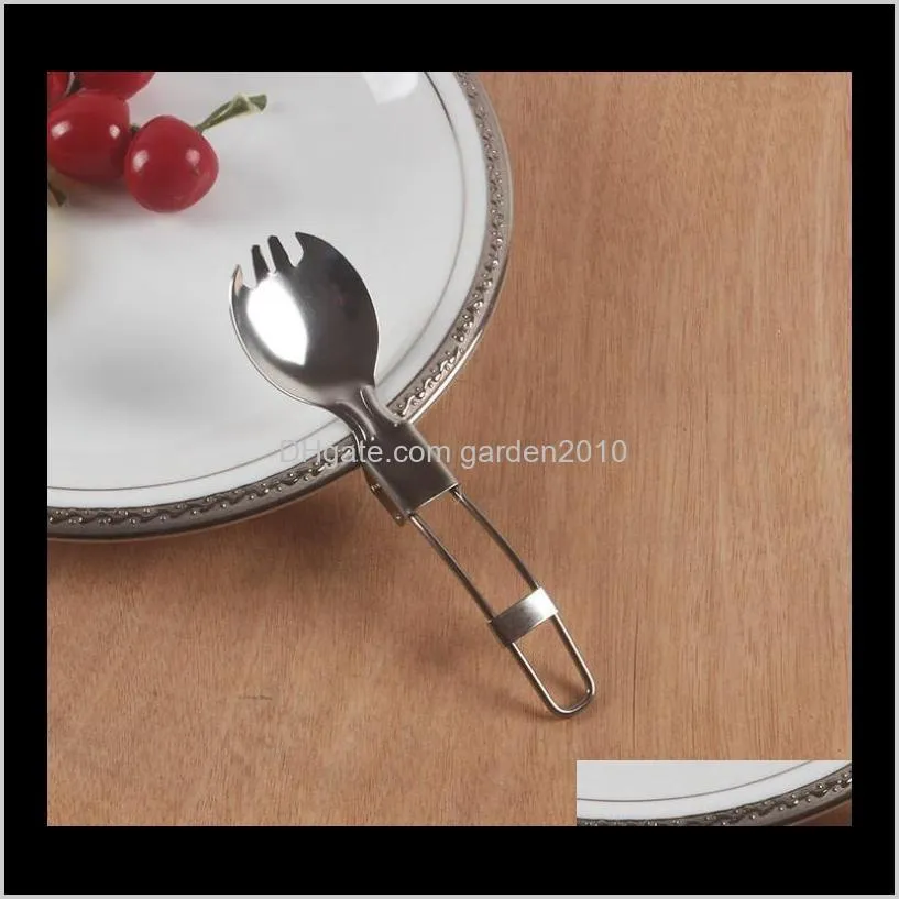 200sets foldable folding stainless steel spoon spork fork outdoor camping hiking traveller cook