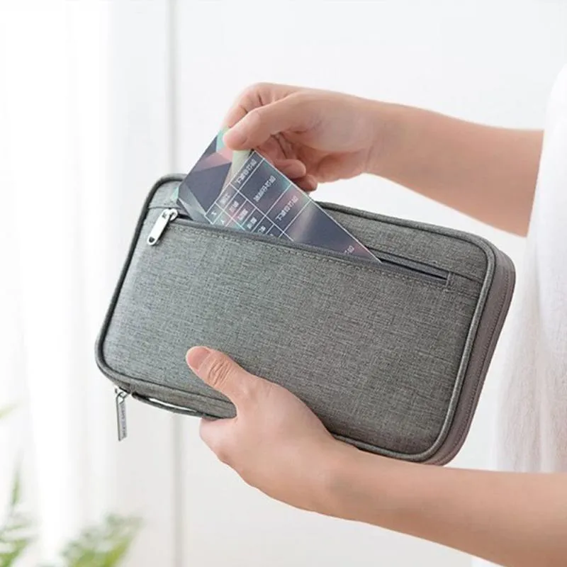 Card Holders Bisi Goro Unisex Storage Bag Fashion Casual Oxford Waterproof Holder Passport With Zip Coin Pocket