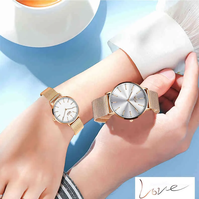 Ligeカップルの時計トップブランドの豪華クォーツ時計の防水腕時計ファッションカジュアルレディースウォッチカップル愛210517