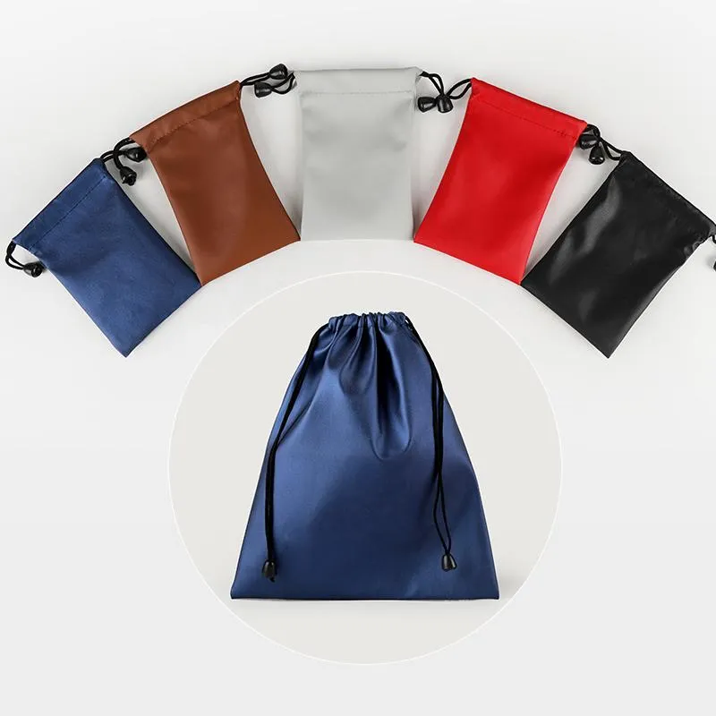 Emballage cadeau 3C pochette en cuir PU avec cordon de serrage pour casque rasoir électronique coloré sacs de rangement étanches fournitures d'emballage